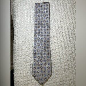 Robert Talbott silver with blue geometric print Tie